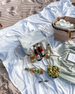 The Beach Towel - Lauren'S Sage Stripe^Business & Pleasure Co. Outlet