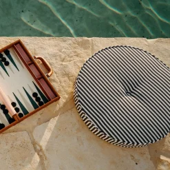 The Circular Pillow - Laurens Navy Stripe^Business & Pleasure Co. Sale