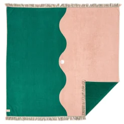 The Holiday Beach Blanket - Ocean Green And Pink Stripe^Business & Pleasure Co. New