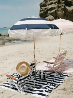 The Holiday Beach Blanket - Navy Capri Stripe^Business & Pleasure Co. Discount