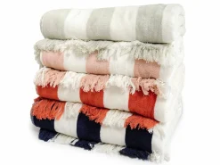 The Holiday Beach Towel - Pink Capri Stripe^Business & Pleasure Co. Hot