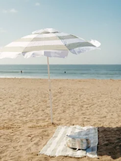 The Holiday Beach Towel - Sage Capri Stripe^Business & Pleasure Co. New