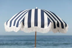The Holiday Beach Umbrella - Navy Crew Stripe^Business & Pleasure Co. Outlet