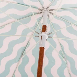 The Holiday Beach Umbrella - Ocean Green And Pink Stripe^Business & Pleasure Co. Outlet