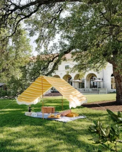 The Premium Beach Tent - Vintage Yellow Stripe^Business & Pleasure Co. Best