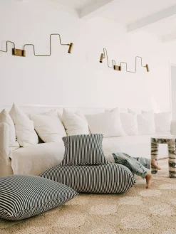 The Small Square Throw Pillow - Lauren'S Navy Stripe^Business & Pleasure Co. Clearance