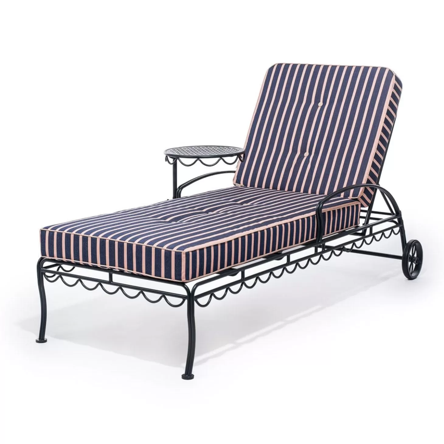 Chair Cushions>Business & Pleasure Co. The Al Fresco Sun Lounger Cushion - Monaco Navy And Pink Stripe