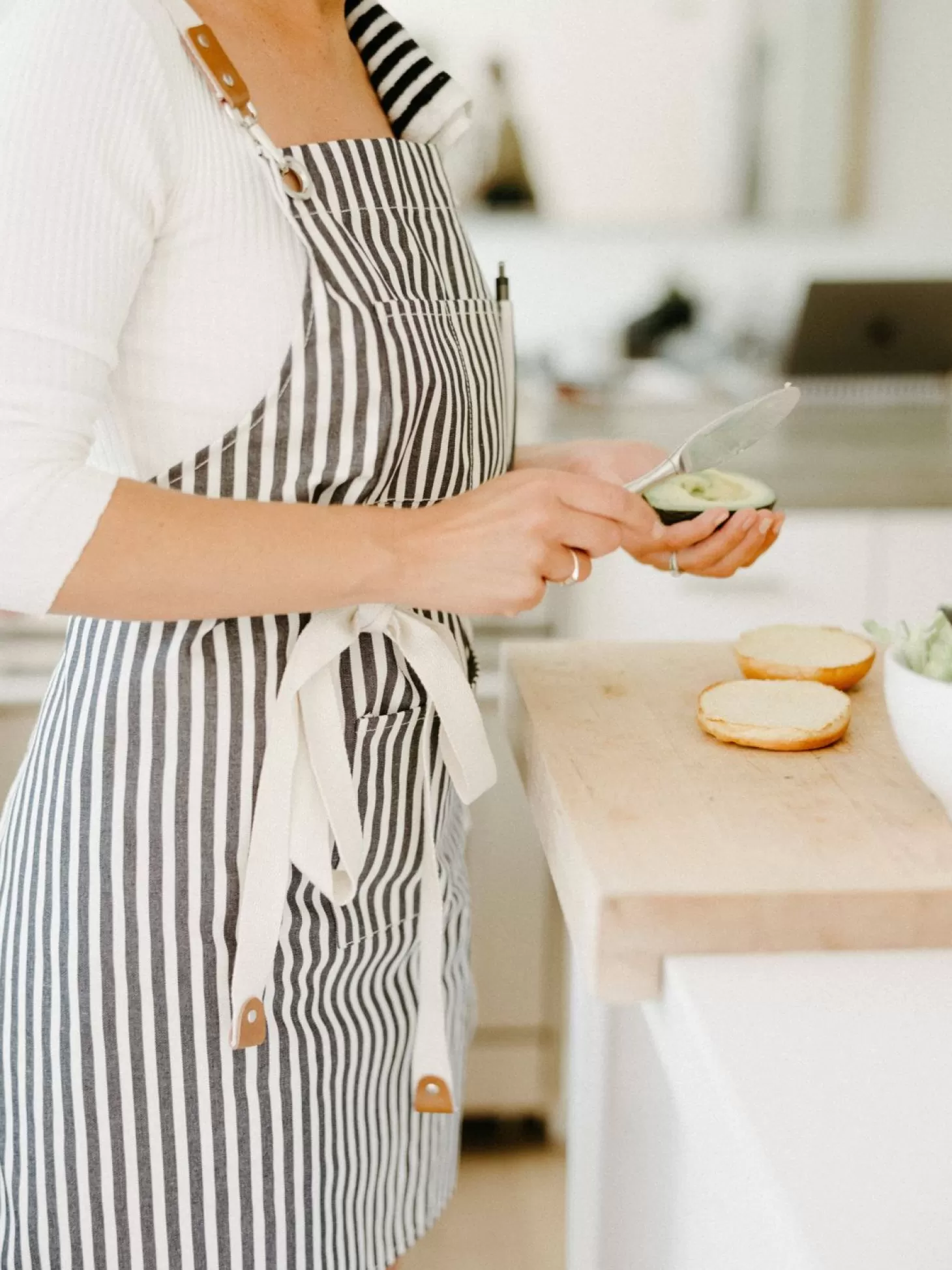 Table Linens>Business & Pleasure Co. The Apron - Lauren'S Navy Stripe