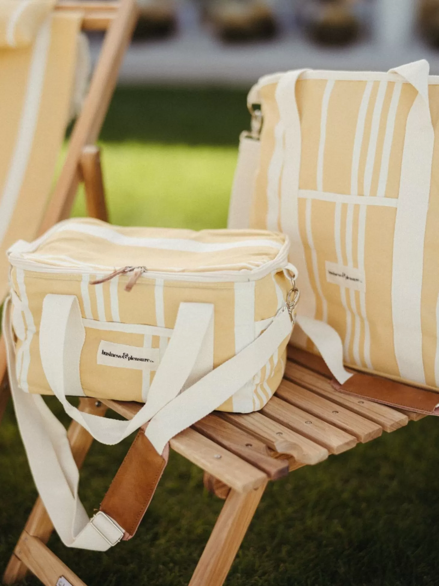 Cooler Tote Bags>Business & Pleasure Co. The Cooler Tote Bag - Vintage Yellow Stripe