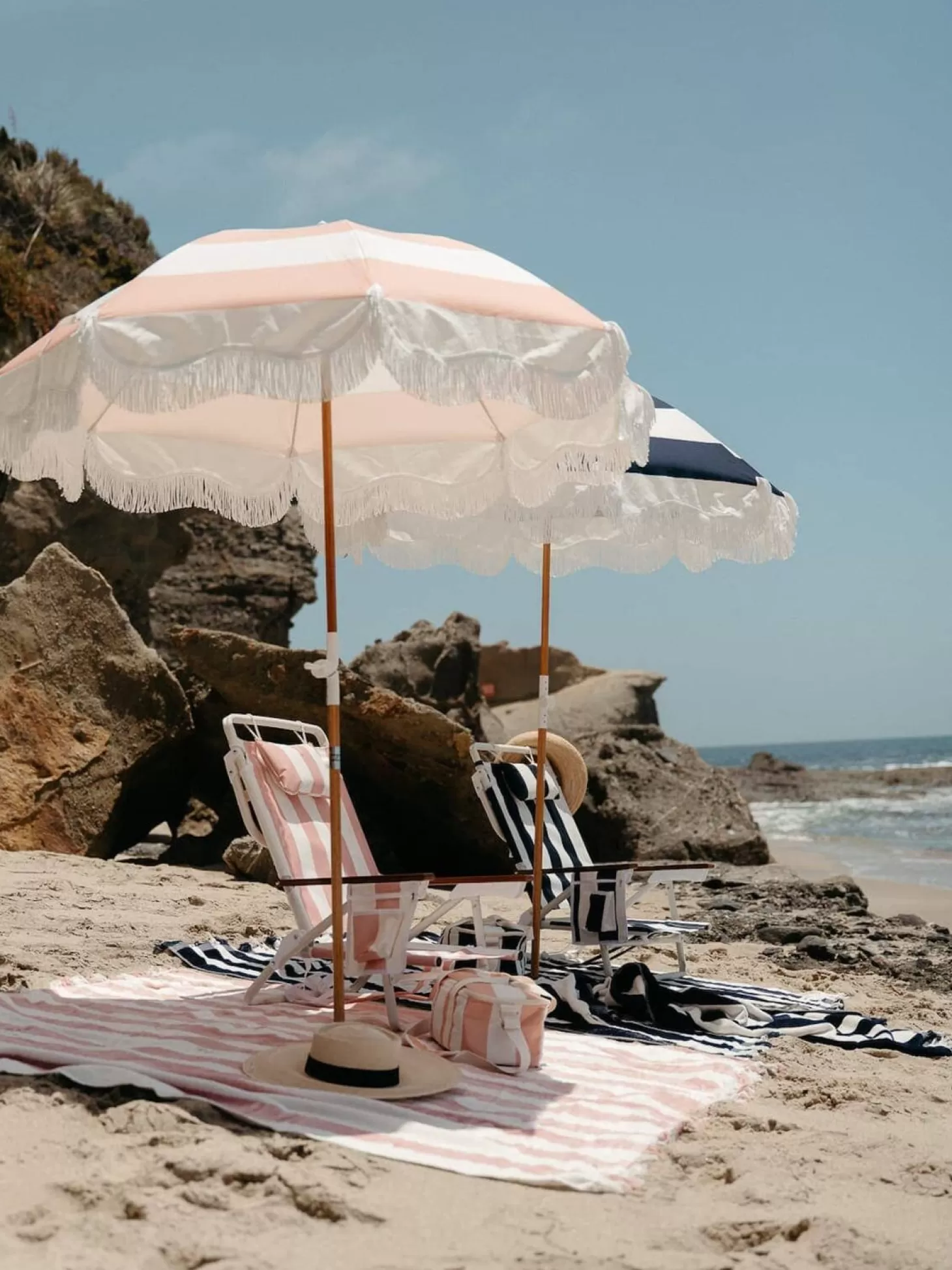 Beach Blankets>Business & Pleasure Co. The Holiday Beach Blanket - Pink Capri Stripe