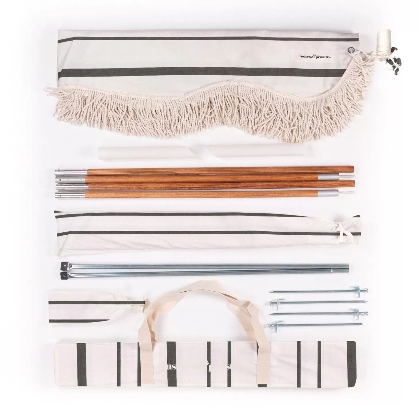 Cabanas & Tents>Business & Pleasure Co. The Premium Beach Tent - Vintage Black Stripe