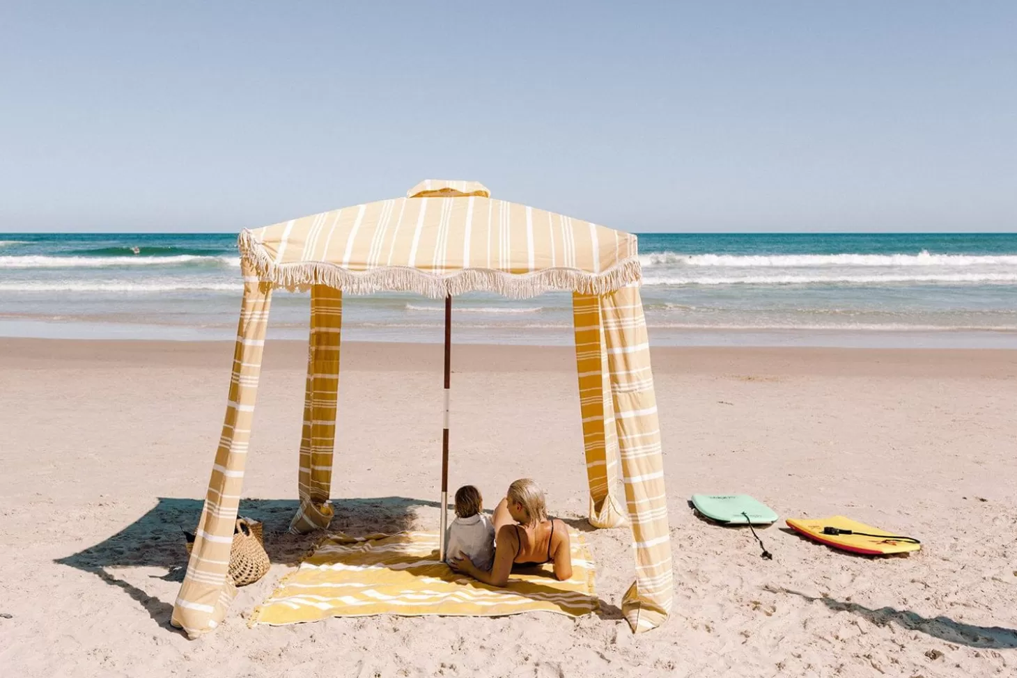 Cabanas & Tents>Business & Pleasure Co. The Premium Cabana - Vintage Yellow Stripe