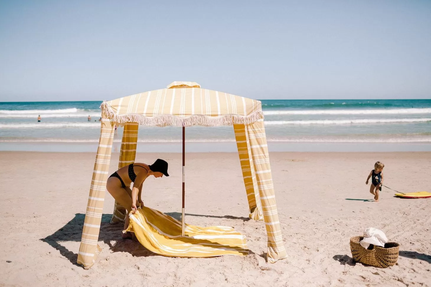Cabanas & Tents>Business & Pleasure Co. The Premium Cabana - Vintage Yellow Stripe
