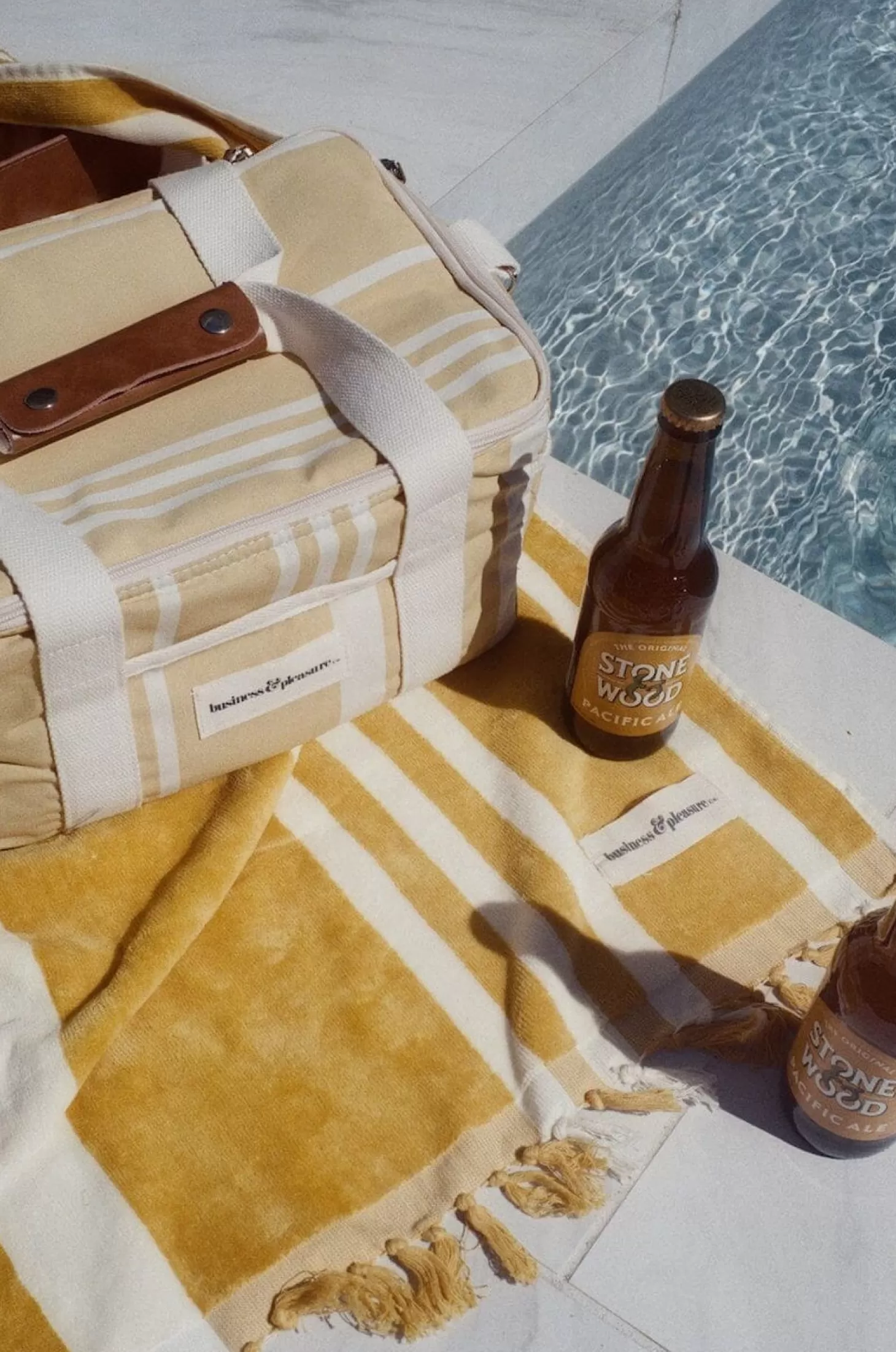 Premium Cooler Bags>Business & Pleasure Co. The Premium Cooler Bag - Vintage Yellow Stripe